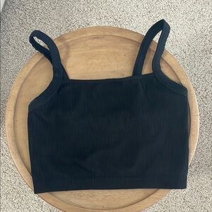 Colsie Black Ribbed Crop Tank Top Size M